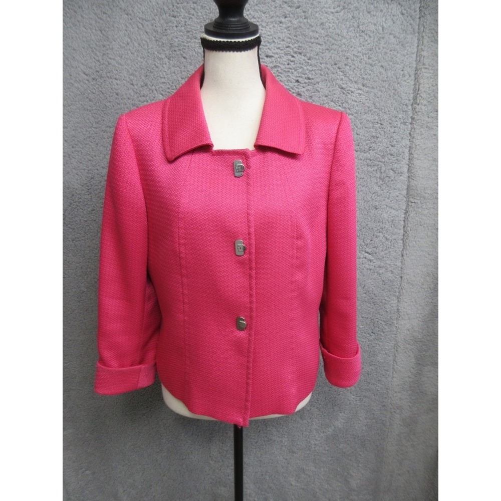 Tahari Arthur S Levine Tweed Blazer Women 6 Pink Officecore Preppy Tailored